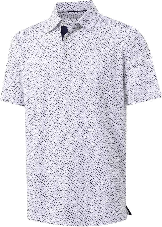 M MAELREG Mens Golf Shirt Short Sleeve Dry Fit Print Moisture Wicking by MAELREG