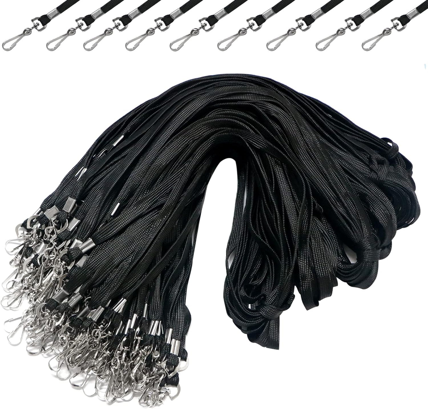 120 Pcs Black Lanyards Premium Bulk Flat Lanyards 36" with Swivel J Hook for ID Name Badge Holder, VIP, School, Kids, Coach, Conference, Festival and Hang Keys