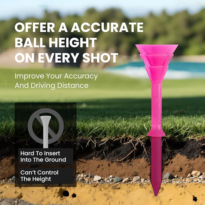 FINGER TEN Unbreakable Golf Tees Plastic 3 1/4 inch Value 50/100 Pack, Low - Image 4