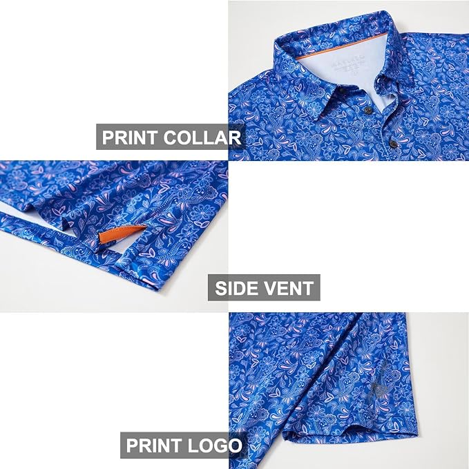 Golf Shirts for Men Dry Fit Short Sleeve Print Performance Moisture Wicking - Image 4