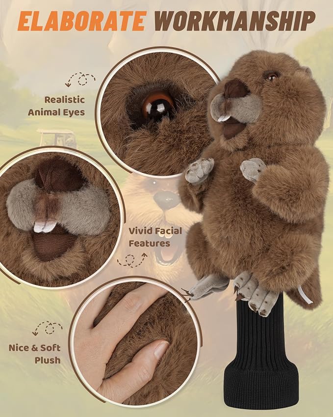 Big Teeth Funny Plush Driver Headcover Animal, Groundhog Gopher Penguin Driver - Image 3