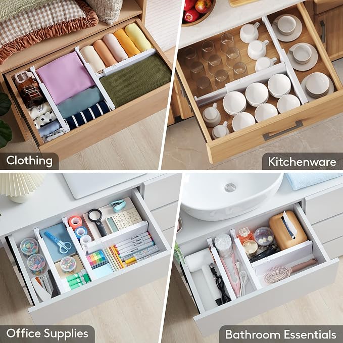 Lifewit 18 Pack Drawer Dividers 4" High, 11-17" Adjustable Drawer Organizers - Image 8