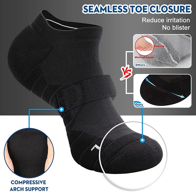 Hylaea Athletic Running Socks Cushion Padded Moisture Wicking Low Cut - Image 3
