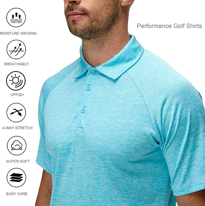 Alex Vando Mens Golf Shirt Moisture Wicking Quick-Dry Short Sleeve Casual Polo - Image 4