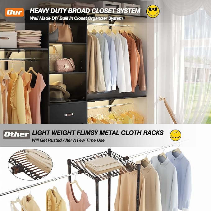 8FT Closet System, Wall Mount Bedroom Wardrobe - Image 7