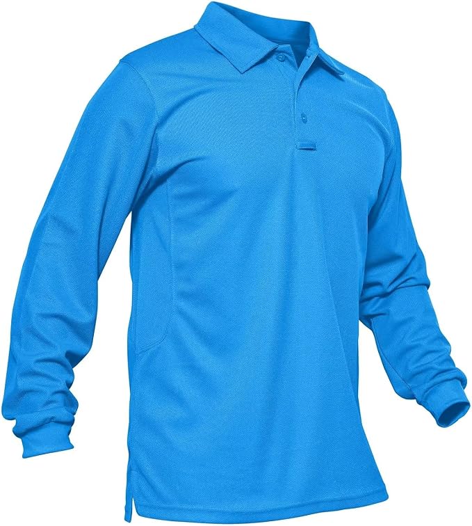 MAGCOMSEN Men's Polo Shirts 3 Button Quick Dry Performance Long Sleeve Tactical by MAGCOMSEN