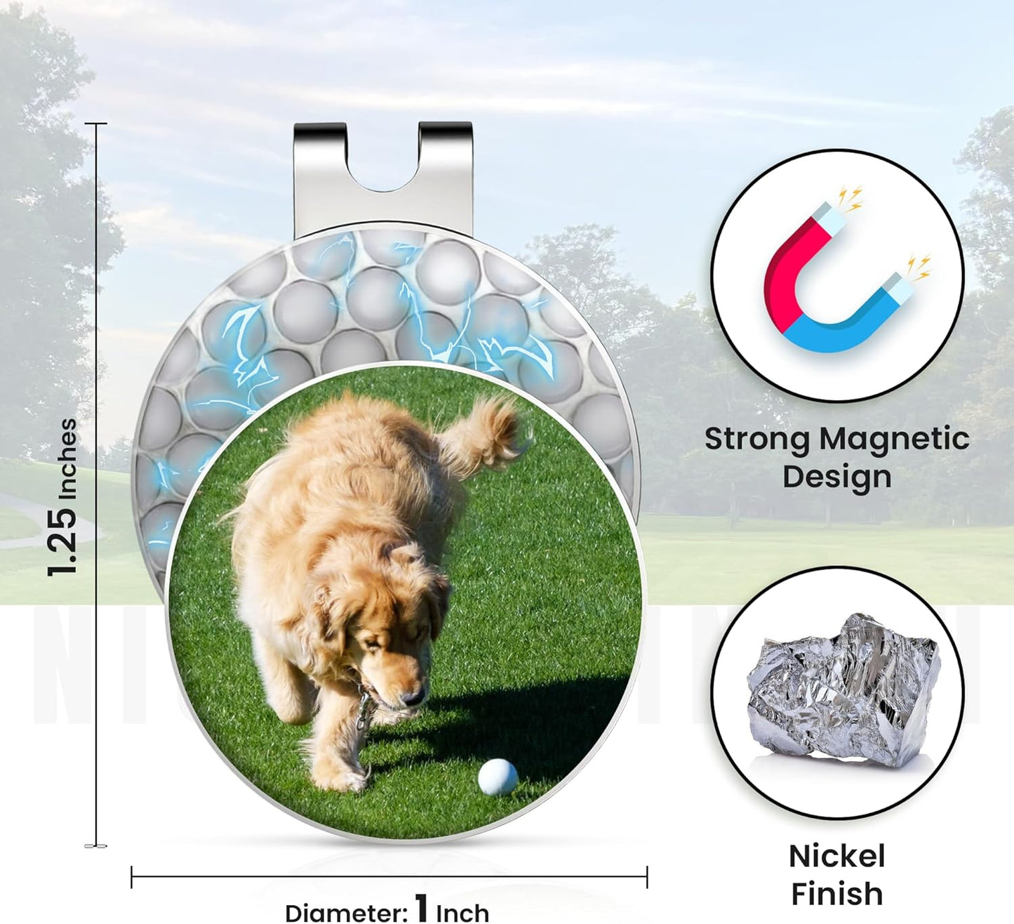 Indiana Metal Craft Golf Ball Marker Magnetic Hat Clip with Personalized Photo or Logo (1 x 1.25 Inches)