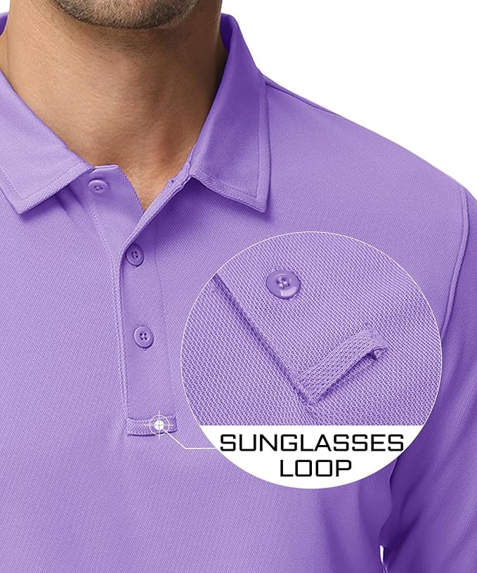 MAGCOMSEN Men's Polo Shirts 3 Button Quick Dry Performance Long Sleeve Tactical - Image 3