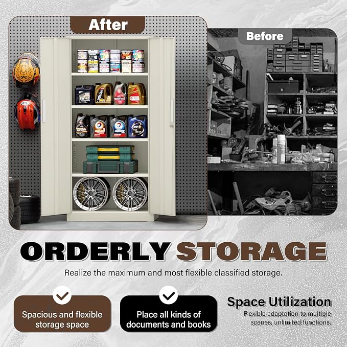 Incbruce 72” Metal Storage Cabinet, Locking Steel Storage Cabinets - Image 6