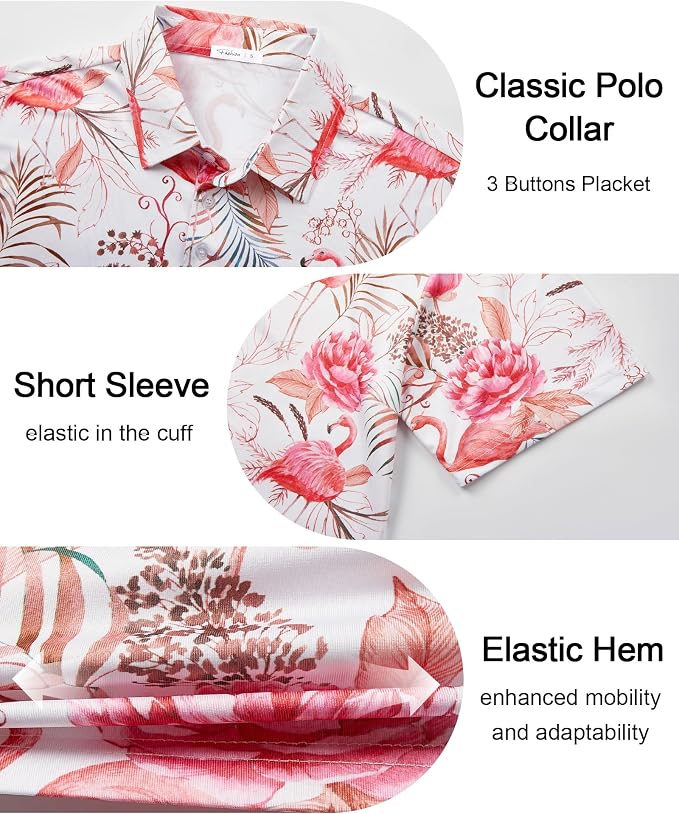 zeetoo Men's Polo Shirts Hawaiian Golf Polos Shirts Short Sleeve Performance - Image 6
