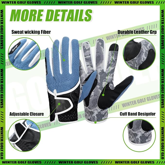 Geyoga 2 Pairs Winter Golf Gloves - Image 6