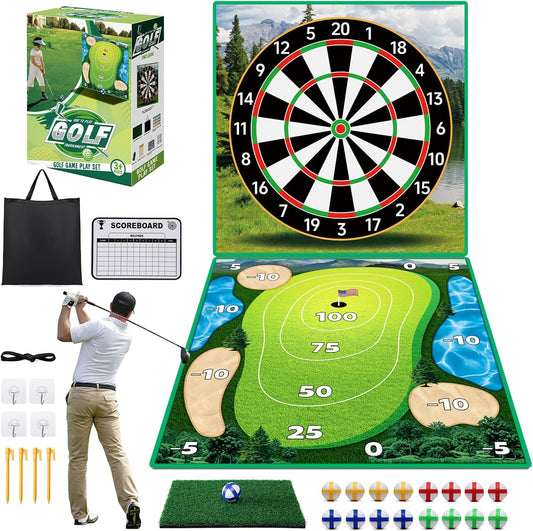 Golf Chipping Game 70"x70" Double Sided Golf Game Practice Mat Kits with 20 Sticky Balls, 1 Portable Storage Bag Starting Games Anytime, Ideal Birthdays for Kids Adults(No Club)
