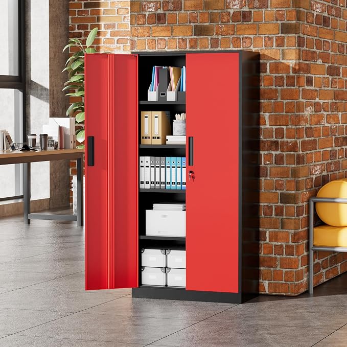 Greenvelly Metal Garage Storage Cabinet, Tall Cabinets - Image 2