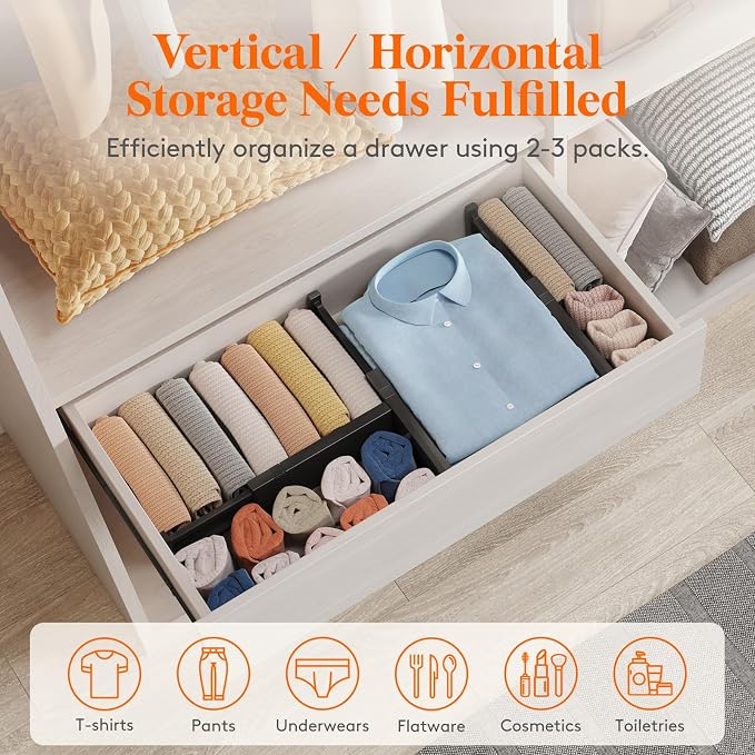 Lifewit 9 Pack Drawer Dividers 4" High, 11-17" Adjustable Drawer Organizers - Image 5