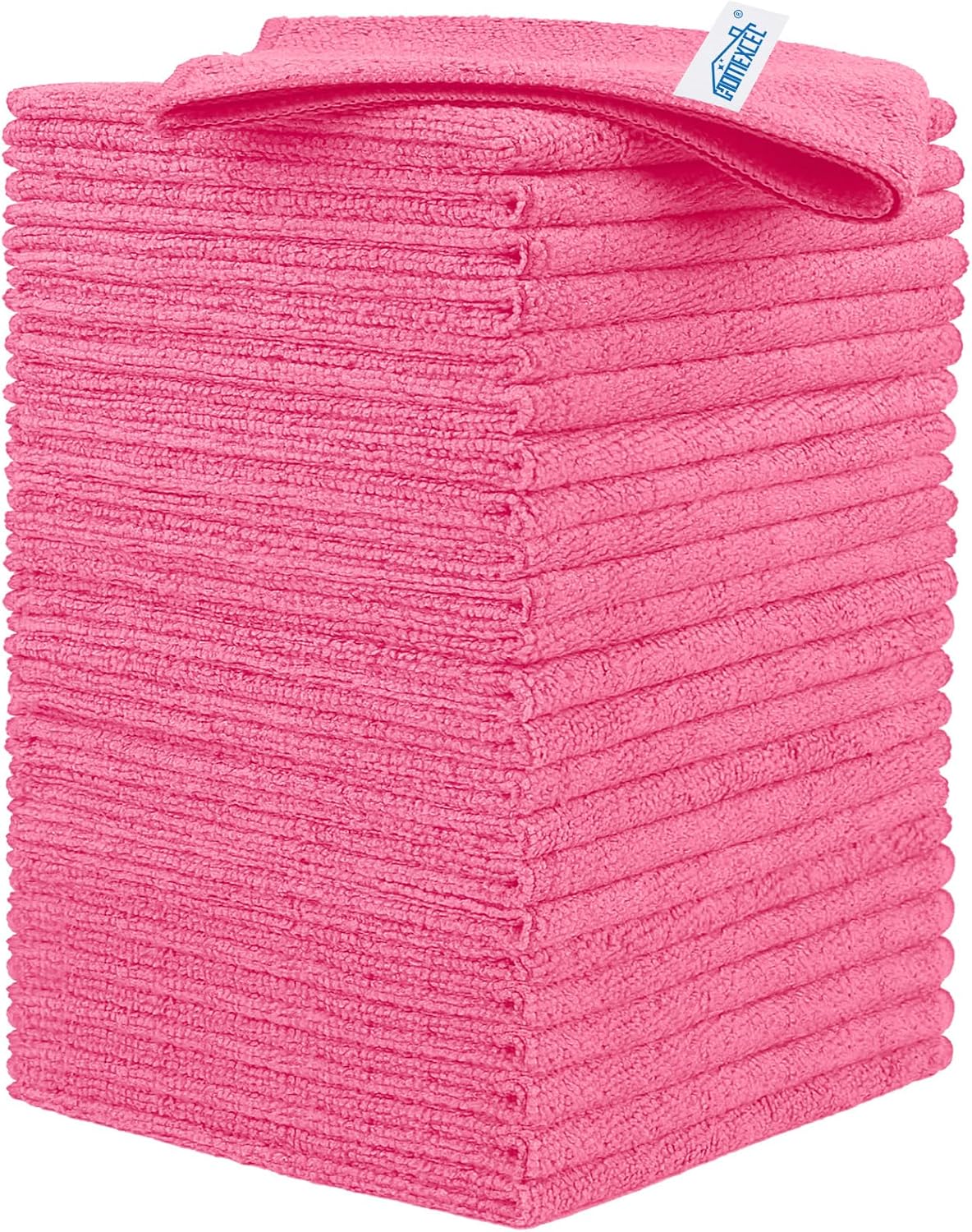 HOMEXCEL Pink Microfiber Cleaning Cloth, 24 Pack Cleaning Towels for Kitchen, Lint Free, Scratch-Free, Highly Absorbent, and Reusable Cleaning Rags for House, Window and Glass, Cars, 11.5 X11.5 inch