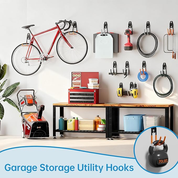 Garage Storage Utility Hooks，Garage Garden Tool Organizer，Steel Wall Mount Hooks - Image 5