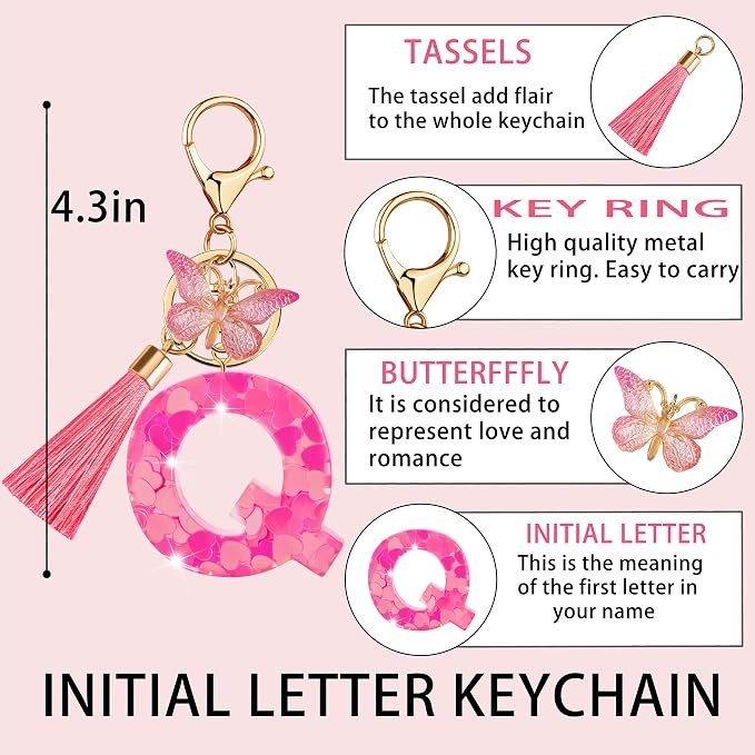 Suweibuke Colourful Cute Initial Letter Keychains - Image 4