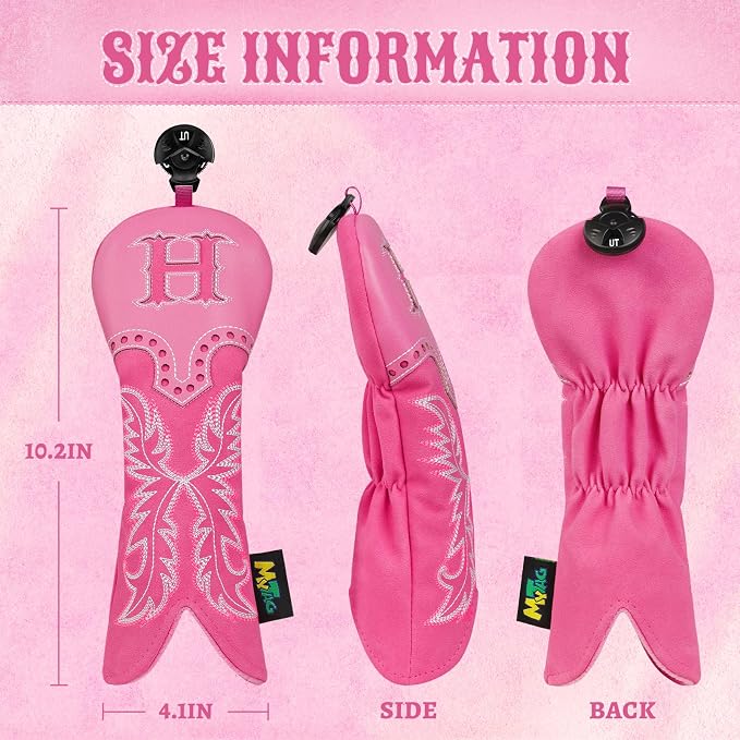 mytag Pink Golf Club Head Covers, Western Cowboy Retro Golf Headcovers - Image 5