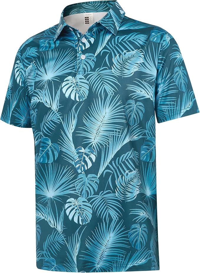 zeetoo Men's Polo Shirts Hawaiian Golf Polos Shirts Short Sleeve Performance by zeetoo