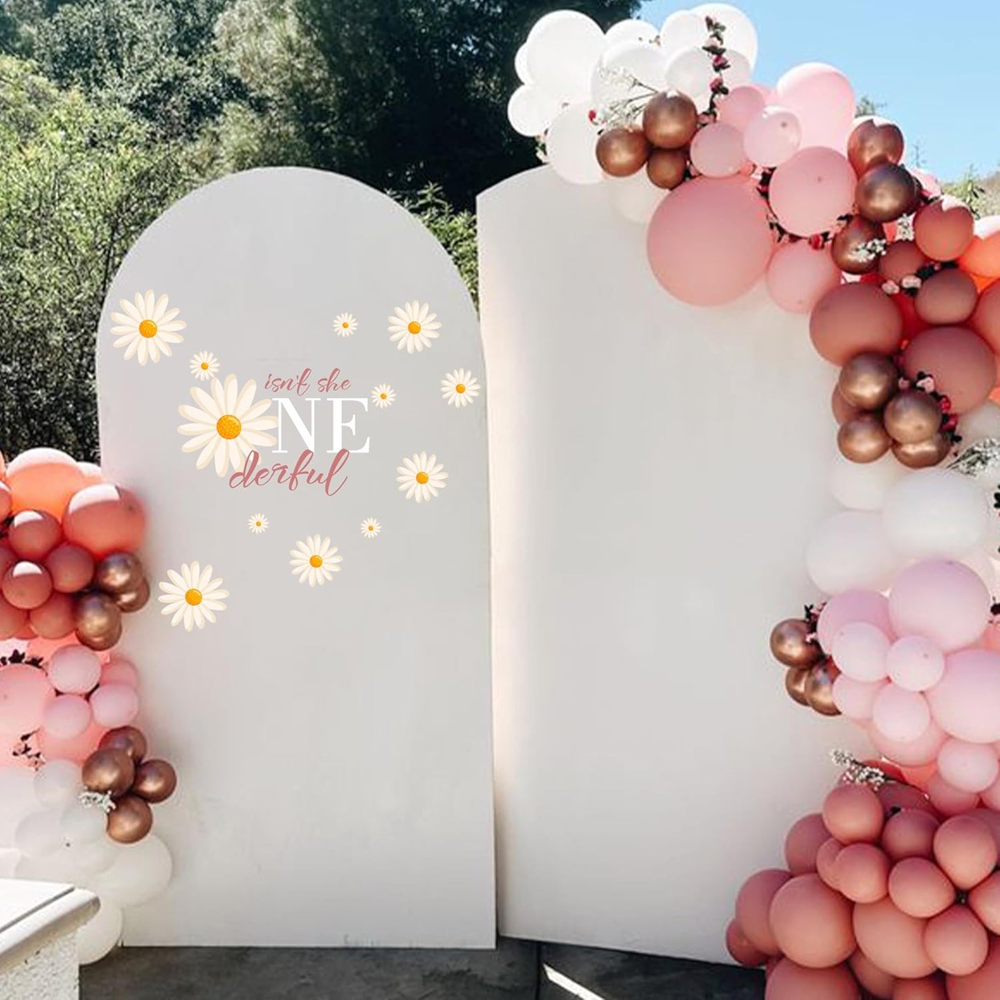 Isn't She Onederful Decal -1st Birthday Party Decorations Wall Stickers, First Birthday Party Balloon Arch Decor Sign Decal, Daisy Theme Party Backdrop Wall Decoration Supplies Stickers