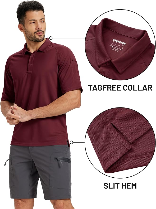 TACVASEN Men's Polo Shirts Short Sleeve Golf Polos Dry Fit UPF 50+ Performance - Image 3