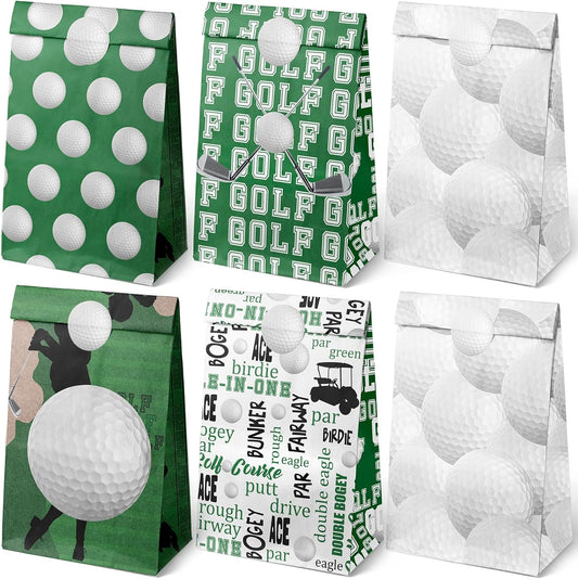 Golf Party Favor Bags – 24 Pcs Golf Gift Bags with 5 Designs, Paper Goodie Bags for Sports Theme Birthday Party Decorations and Golf Event Supplies