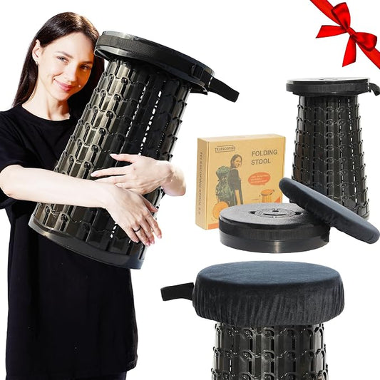 ALEVMOOM Upgraded 19.7" Collapsible Stool Telescoping Stool Foldable by Wemakeitbetter