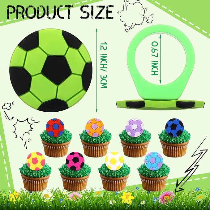 Honeydak 48 Pcs Soccer Sport Cupcake Rings Toppers Decoration Sport Ball Theme - Image 2