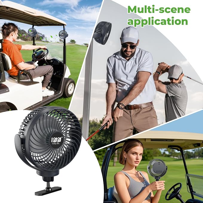 10L0L Golf Cart Fan with Magnetic Mount & 56Hrs Runtime - 8000mAh Battery - Image 7