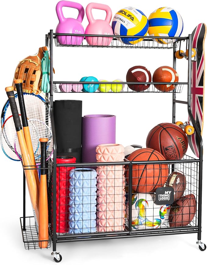 Mythinglogic Sports Equipment Garage Organizer, Garage Ball Storage by Mythinglogic