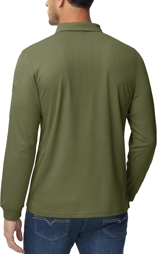 MAGCOMSEN Men's Polo Shirts 3 Button Quick Dry Performance Long Sleeve Tactical - Image 5