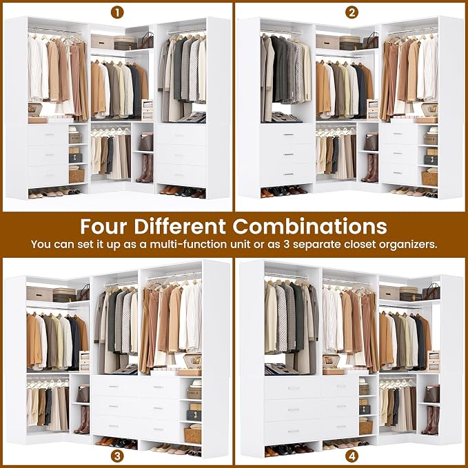 Aheaplus Closet System with 3 Sets, 86.8" Closet Organizer System with 6 - Image 5