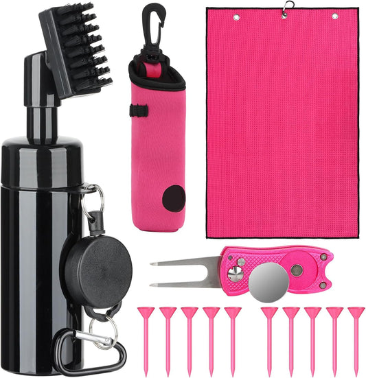 Golf Club Cleaning Kit with Golf Club Cleaner with Water Golf Towel Divot Repair Tool Groove Sharpener Golf Ball Alignment Kit Complete Golf Cleaning Kit Golf Accessories for Women Men