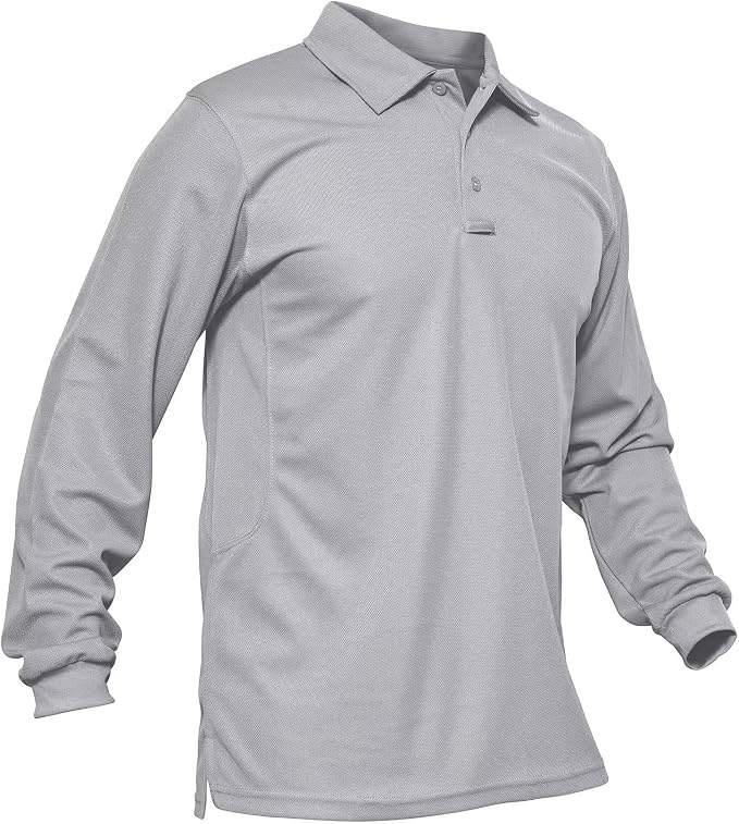 MAGCOMSEN Men's Polo Shirts 3 Button Quick Dry Performance Long Sleeve Tactical by MAGCOMSEN