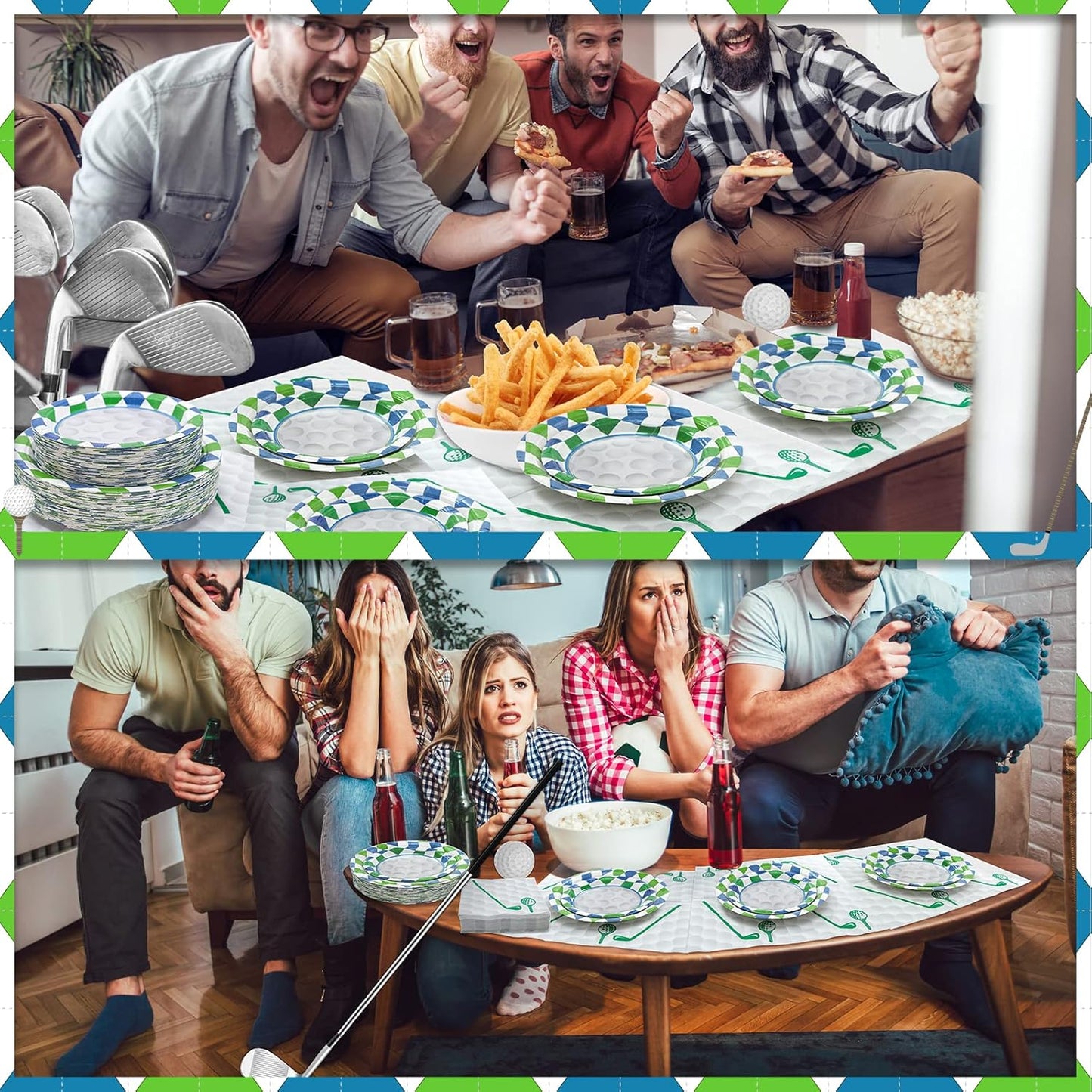 180Pcs Golf Party Supplies Paper Plates and Napkins Serve 60 Disposable Tableware Set for Birthday Party Decorations Game Day Family School Holiday Sports Events