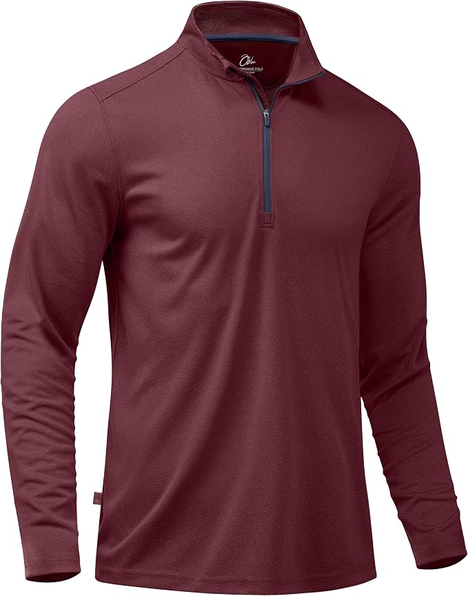 Obla Golf Quarter Zip Pullover for Men Mock Neck Sweatshirt Lightweight Sun by OBLA