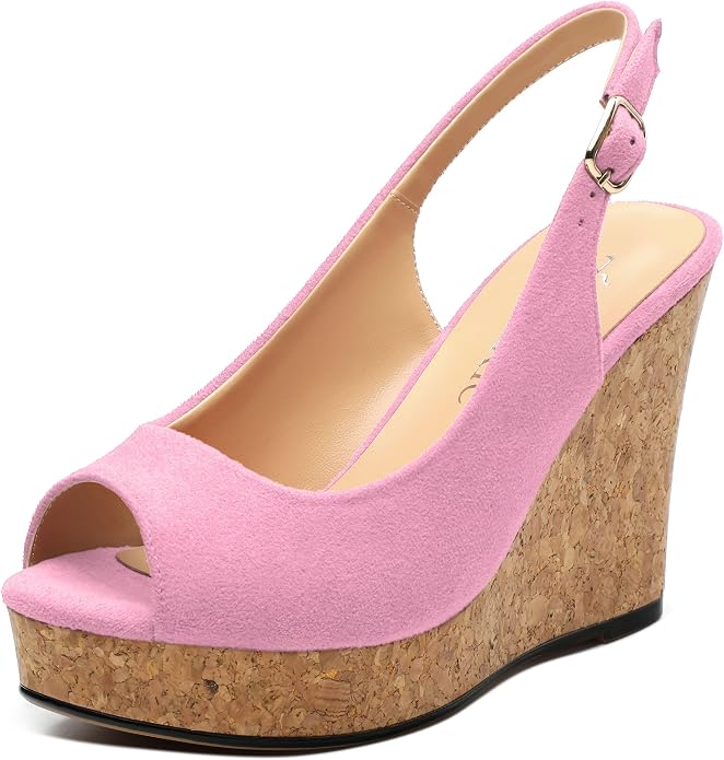 Womens Wedge Platform Sandals Peep Open Toe Slingback Buckle High Heel Dress by zasudxie