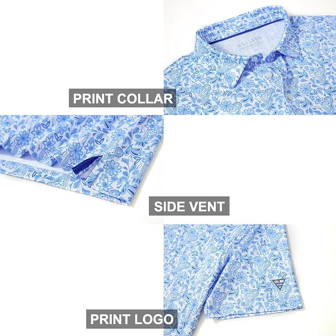 Golf Shirts for Men Dry Fit Short Sleeve Print Performance Moisture Wicking - Image 4