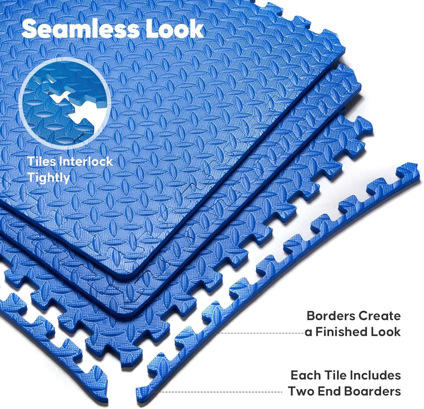 Home Gym Mat, Puzzle Exercise Mat,EVA Interlocking Foam Floor Tiles for Home Workout Equipment and Kids' Play Areas - Blue, 24 in x 24 in x ½ in - 32 Tiles (Blue, 32 Pack 128 sq ft)