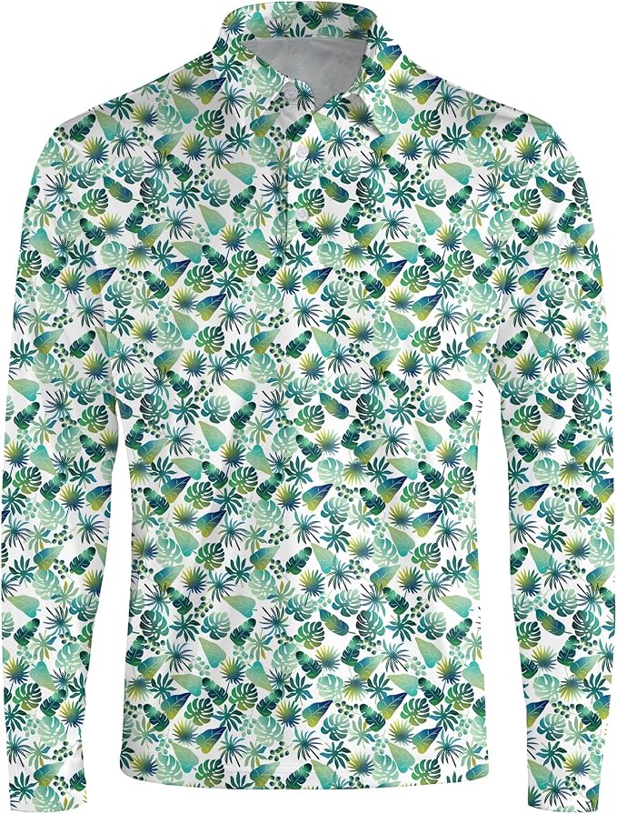 Men's Long Sleeve Golf Shirt Quick Dry 3 Button Work Fishing Outdoor Casual - Image 3