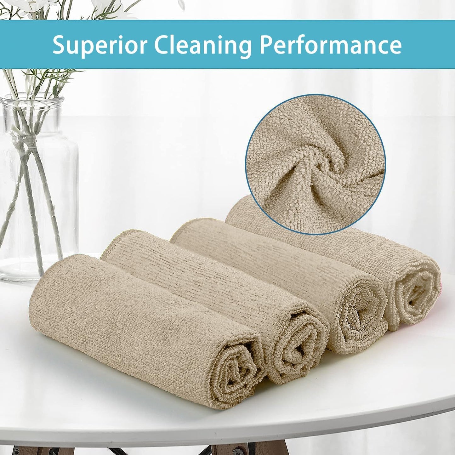 HOMEXCEL Brown Microfiber Cleaning Cloth, 8 Pack Cleaning Towels for Kitchen, Lint Free, Scratch-Free, Highly Absorbent, and Reusable Cleaning Rags for House, Window and Glass, Cars, 11.5 X11.5 inch