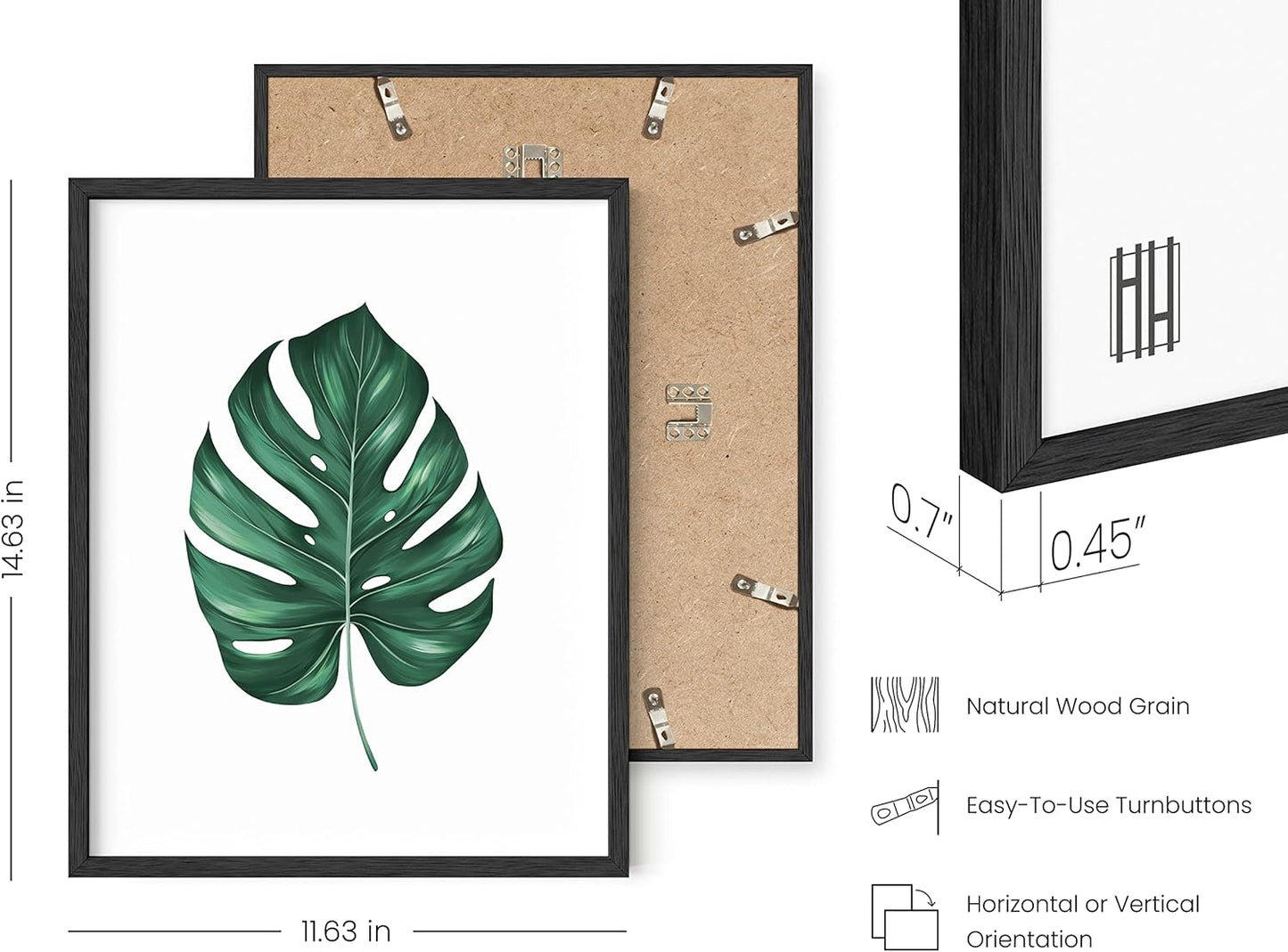 HAUS AND HUES Framed Botanical Wall Art - Plant Wall Decor, Tropical Green Leaves Pictures, Plant Pictures, Leaves Print (11x14, Black Framed)