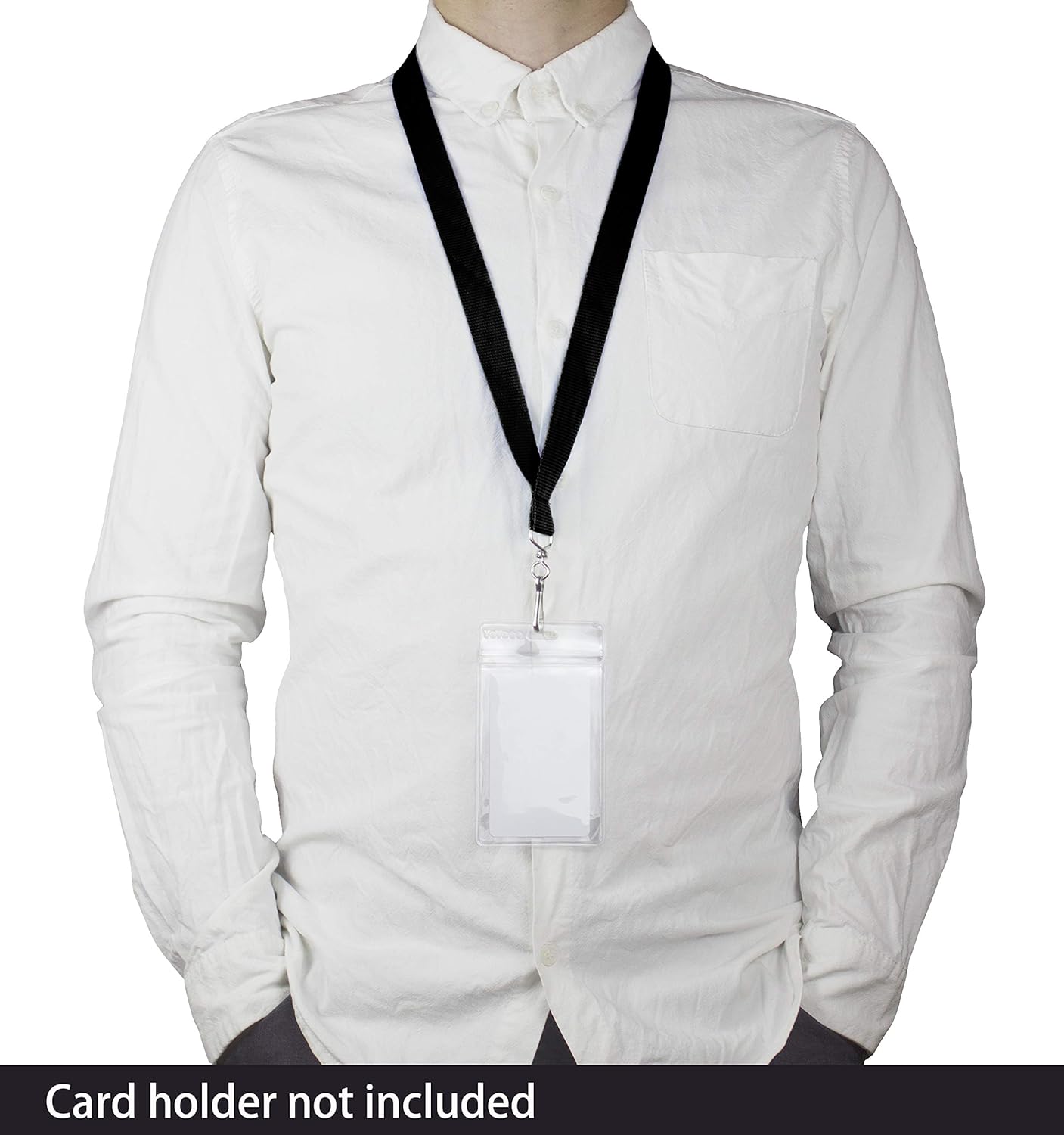 12 Pack Breakaway Lanyards for ID Badge Holder, Durable Neck Straps for Schools, Office, Cruise, Black