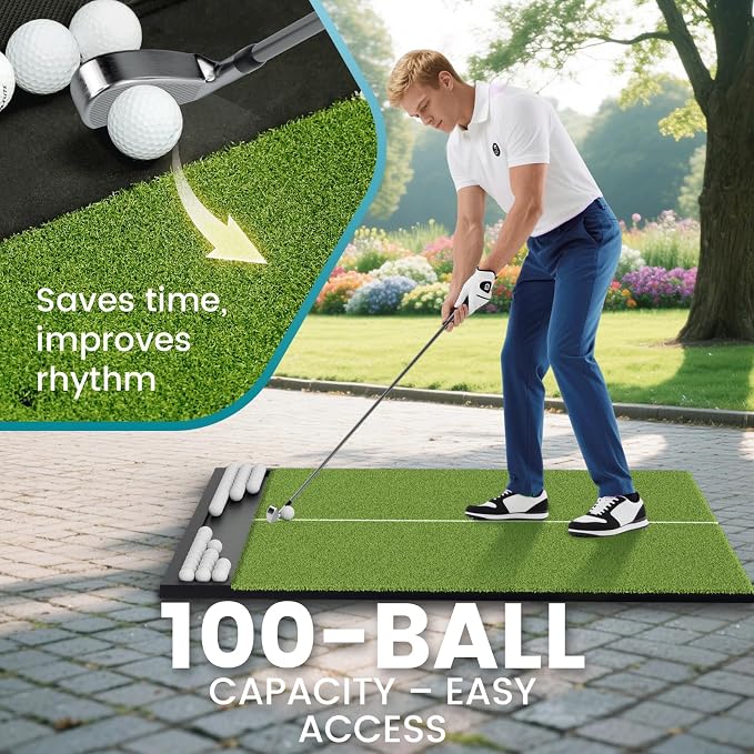 Golf Hitting Mat with Ball Tray, 5x4 / 6x4 ft, 26mm / 31mm Thick, Pro & Elite - Image 5