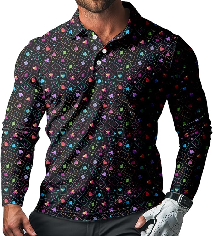 Men's Long Sleeve Golf Shirt Quick Dry 3 Button Work Fishing Outdoor Casual by SQPO