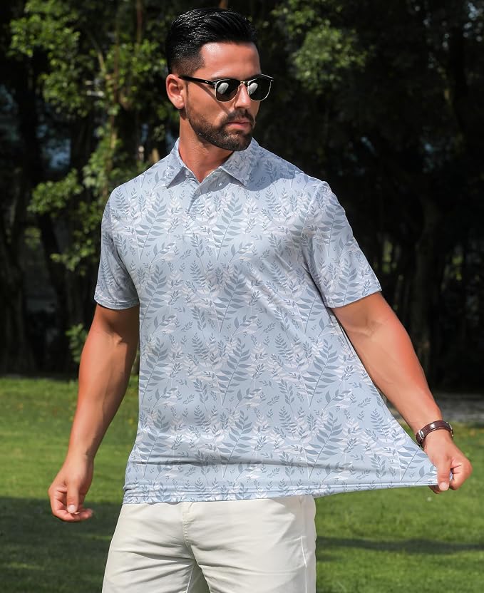zeetoo Men's Polo Shirts Hawaiian Golf Polos Shirts Short Sleeve Performance - Image 3