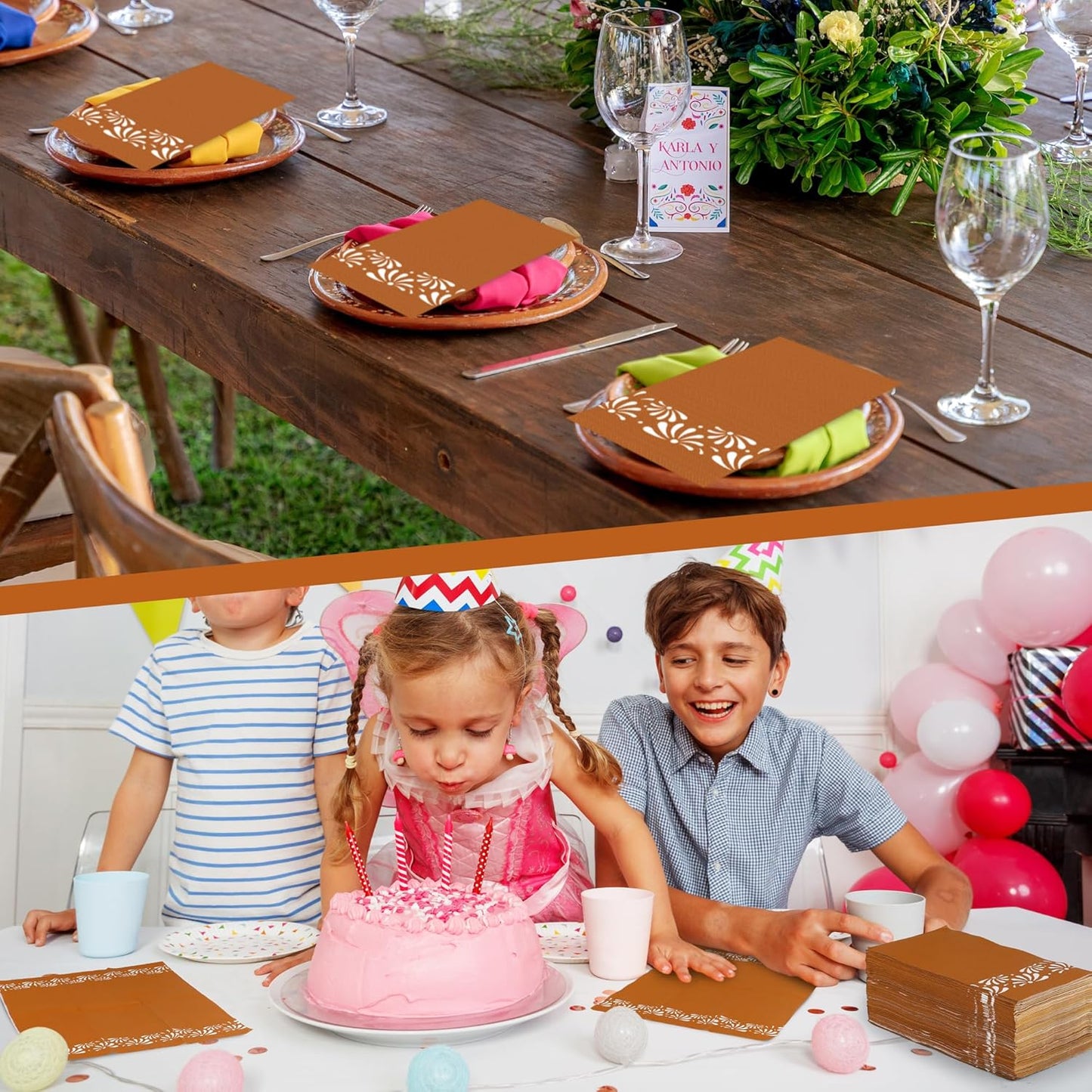 100 Pieces Cielito Lindo Napkins Platos De Barro Disposable Paper Decorative Guest Party Napkins 7.8 x 4.3 Inch Mexican Fiesta Hand Towels for Cinco De Mayo Wedding Birthday Decor