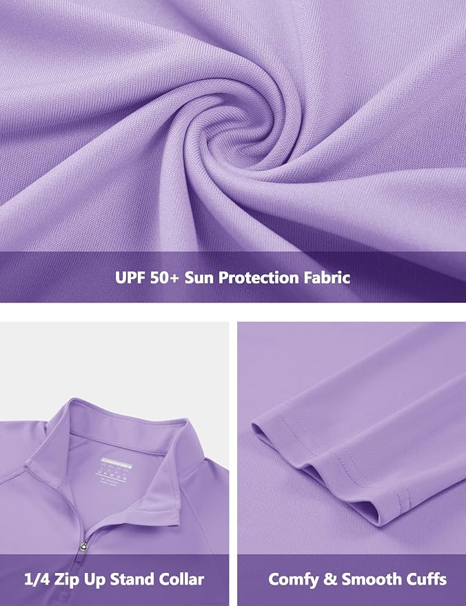 CRYSULLY Men's Long Sleeve 1/4 Zip Shirts Sun Protection Pullover UPF 50+ Rash - Image 6