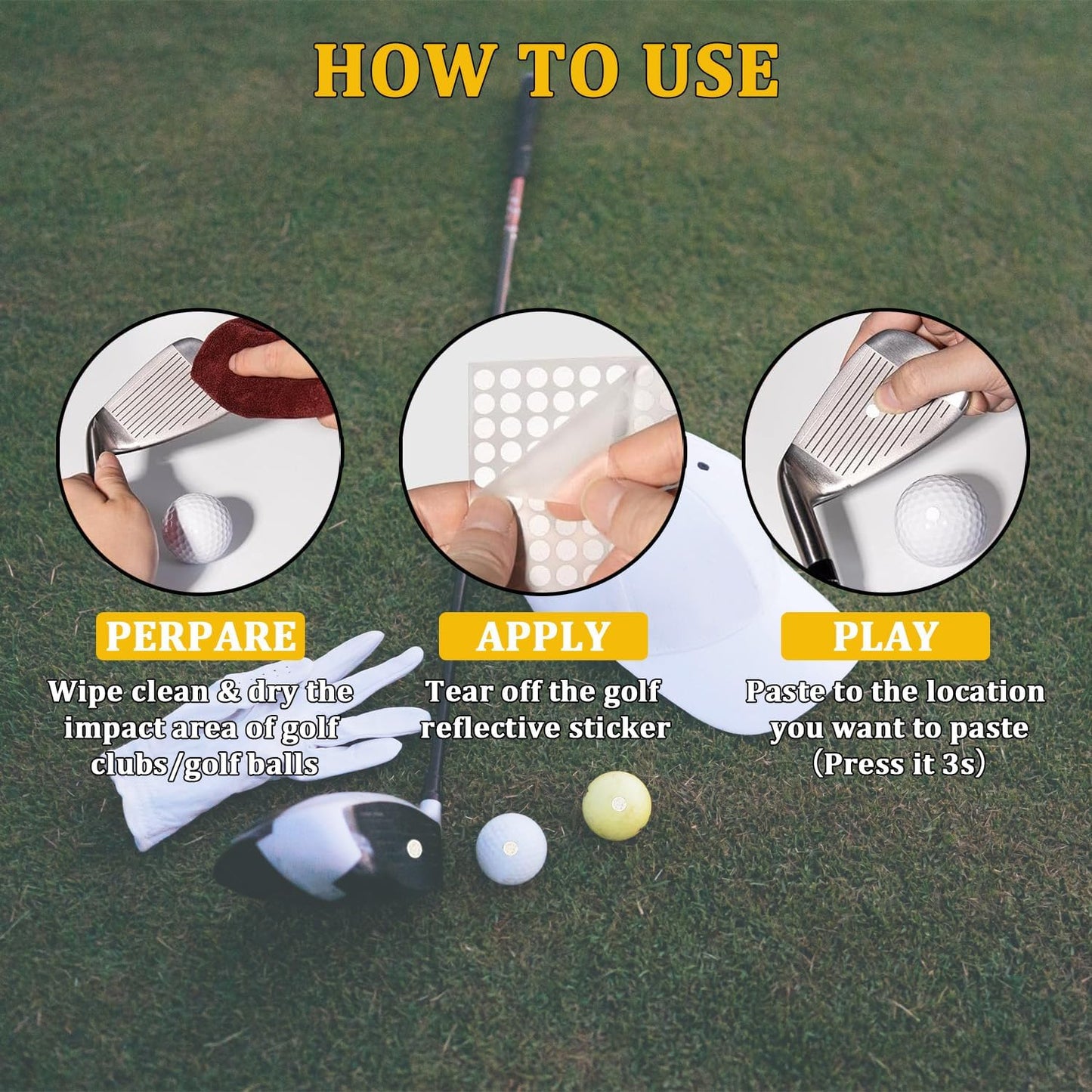 150 Dots 0.25" White Reflective Dot Stickers for Golf Club & Golf Ball, Weatherproof Golf Stickers with High-Reflective Glass Beads for Golf Launch Monitor & Golf Simulator & High-Speed Cameras