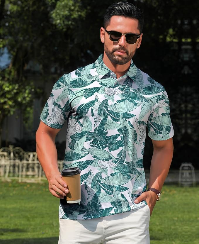 zeetoo Men's Polo Shirts Hawaiian Golf Polos Shirts Short Sleeve Performance - Image 3
